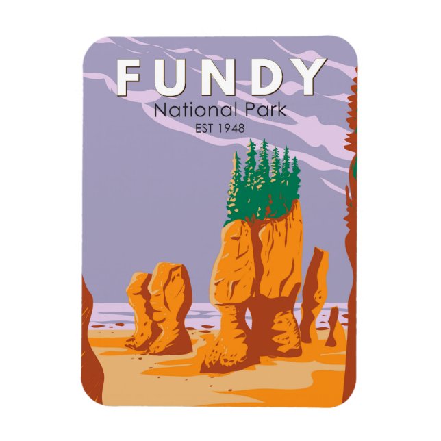 Fundy National Park Canada Travel Art Vintage Magnet (Vertikal)
