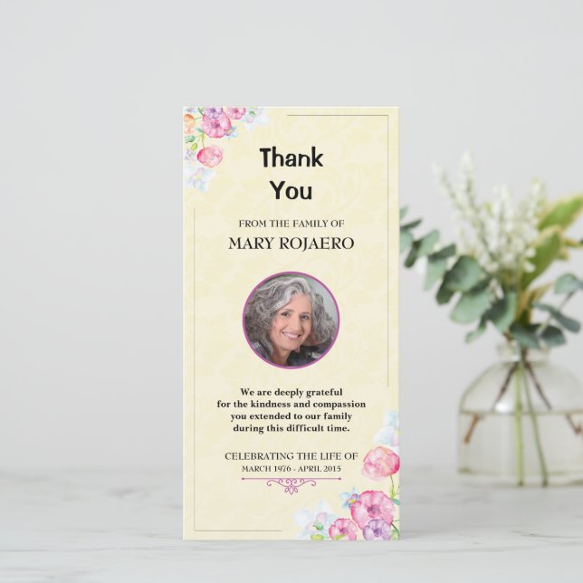 Funera Tack Sympathy Photo Card Kort (Stående Fram)