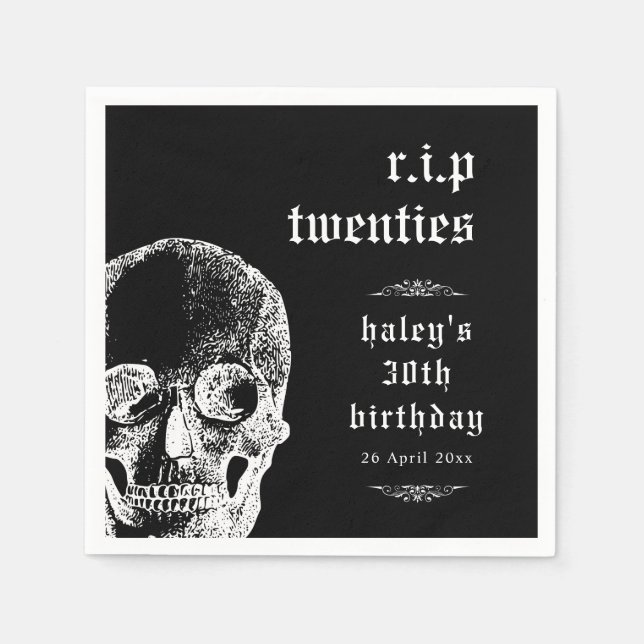 Funeral 30:e RIP 20s Funny Skull Birthday Pappersservett (Framsidan)