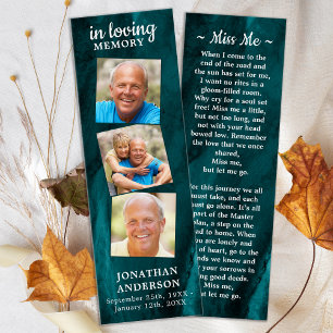 Funeral 3 Photo Dikt Memorial Prayer Bookmark Litet Visitkort