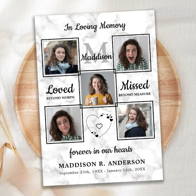 Funeral 5 Photos Memorial Firande of Life Inbjudningar (Skapare uppladdad)