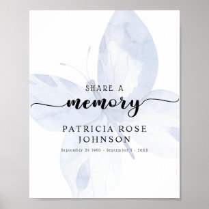Funeral a Memory Butterfly Sign Poster