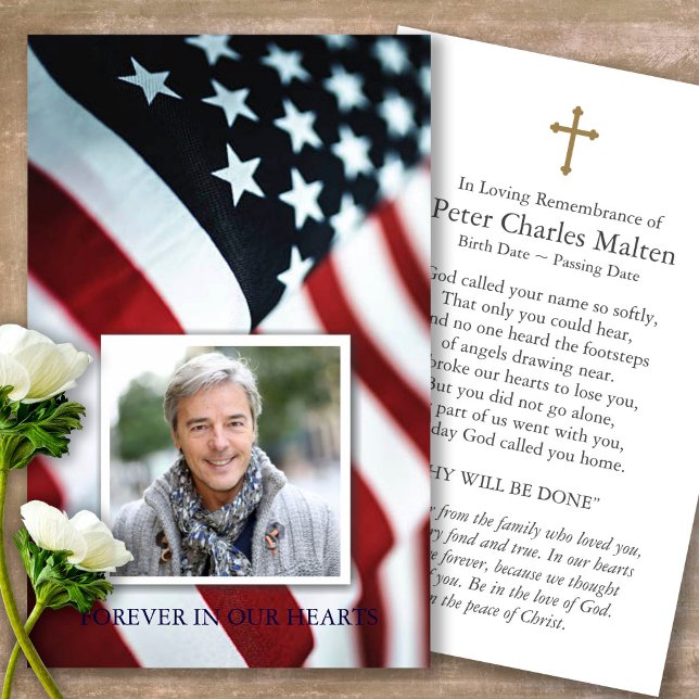 Funeral American Flagga Prayer Sympathy Cards Visitkort (military sympathy card, military prayer cards, funeral prayer card, death, military funeral cards)