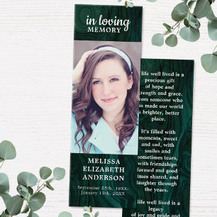 Funeral Anpassningsbar Memorial Bookmark Emerald G Litet Visitkort
