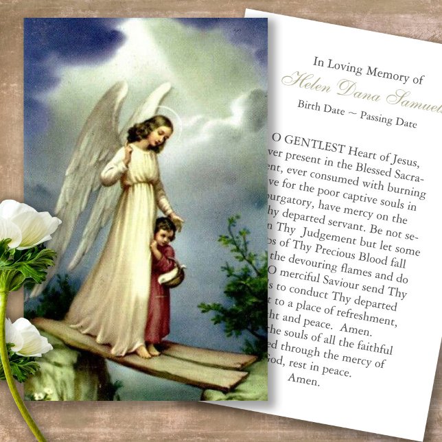 Funeral Arch Angel Michael Prayer Sympathy Cards Visitkort (Forever in our hearts, celebration of life, in loving memory of, prayer cards for bereavement)