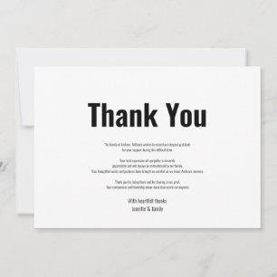 Funeral Bereavement Simple Black & White Tack Kort