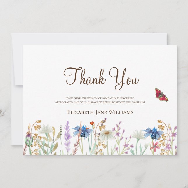 Funeral Bereavement Wildblomme Tack (Framsida)