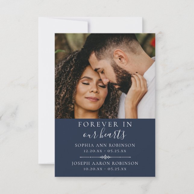 Funeral Blue Prayer Card för fotominnesanteckning  (Framsida)