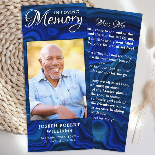 Funeral Bookmark Photo Blue för memoriaport Meny