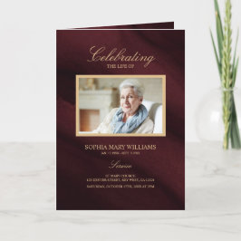 Funeral Burgundy & Guld |Memorial Program
