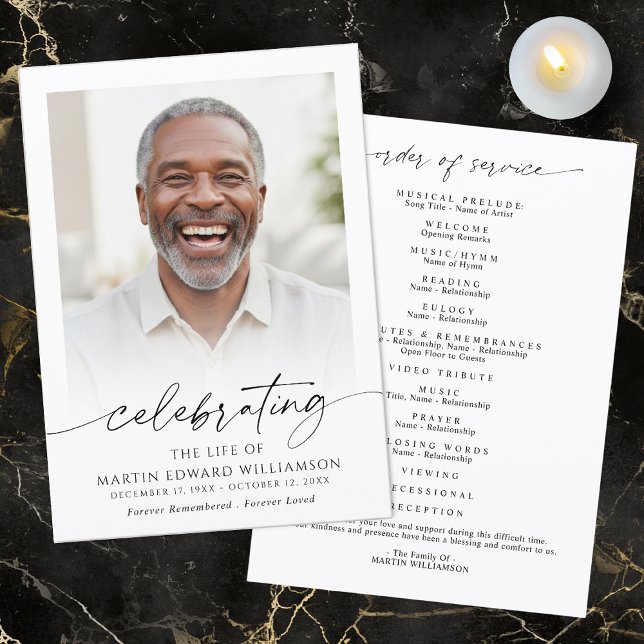 Funeral Celebration of Life Order of Service Photo Program (Skapare uppladdad)