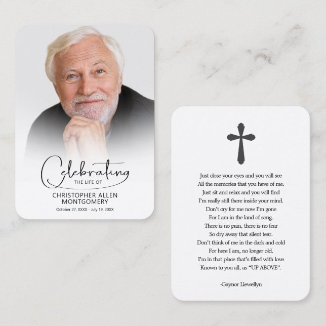 Funeral Celebration of Life Photo Prayer Card Visitkort (Fram/baksida)