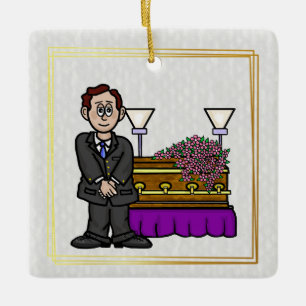 Funeral Director med Kasket-julprydnad Julgransprydnad Keramik