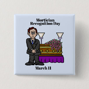 Funeral Director with Casket Button Knapp