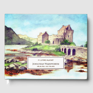 Funeral Eilean Donan Castle Scotland Watercolor Gästböcker
