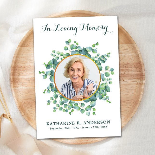 Funeral Eucalyptus Memorial Photo Sympathy Tack Kort (Skapare uppladdad)