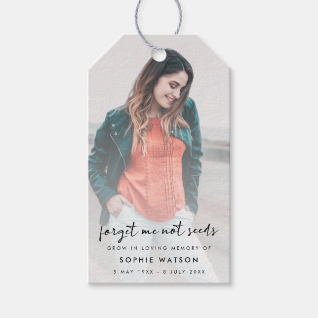 Funeral Favor | Memorial Glöm mig inte Frö Presentetikett (Framsidan)