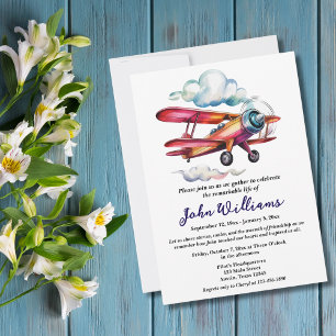 Funeral Firande of Life Memorial Airplane Inbjudningar