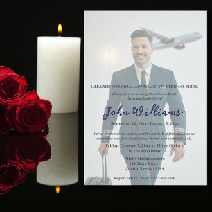 Funeral Firande of Life Memorial Photo,Pilot Inbjudningar