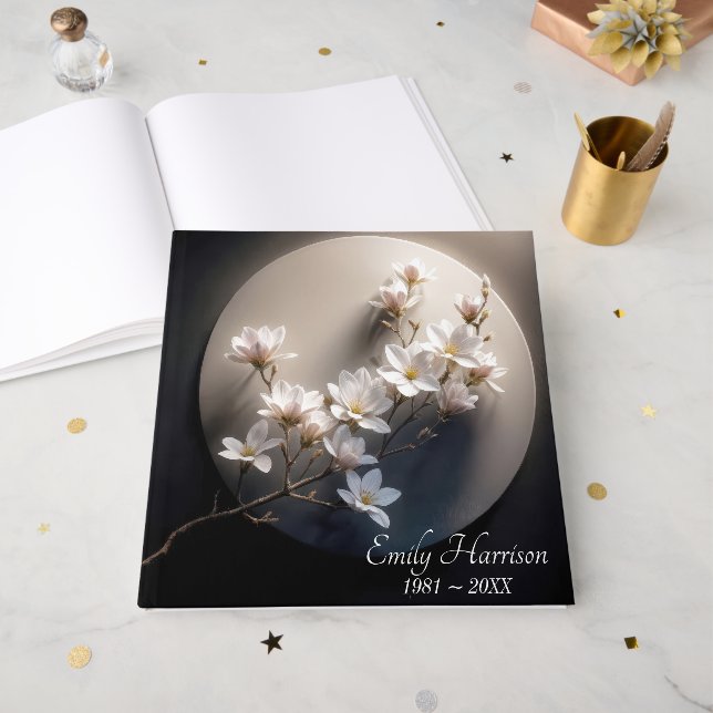 Funeral Flowering Dogwood Tree Branch Gästböcker (Framsidan öppen)