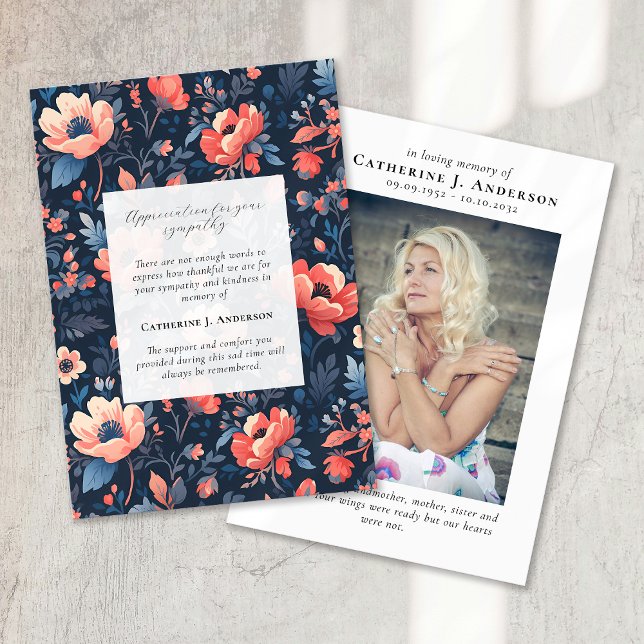 Funeral för fotosympati för Bright Blommigt Memori Tack Kort (Skapare uppladdad)