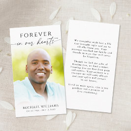Funeral Forever In Our Hearts Photo Prayer Card Visitkort
