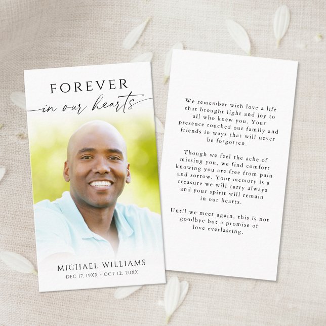 Funeral Forever In Our Hearts Photo Prayer Card Visitkort (Skapare uppladdad)