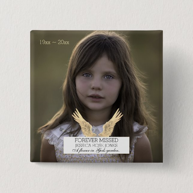 Funeral Forever Misved Rememberance Angel Vingar Knapp (Framsida)