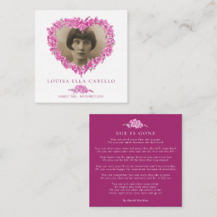 Funeral glömde-me-nots, hon är borta dikt rosa anteckningskort