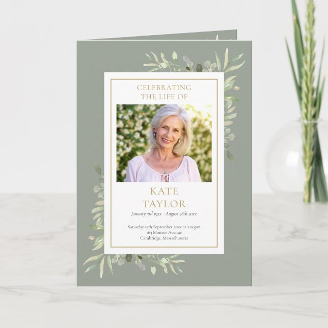 Funeral Grey Memorial Order for Service Folded Program (Framsida)