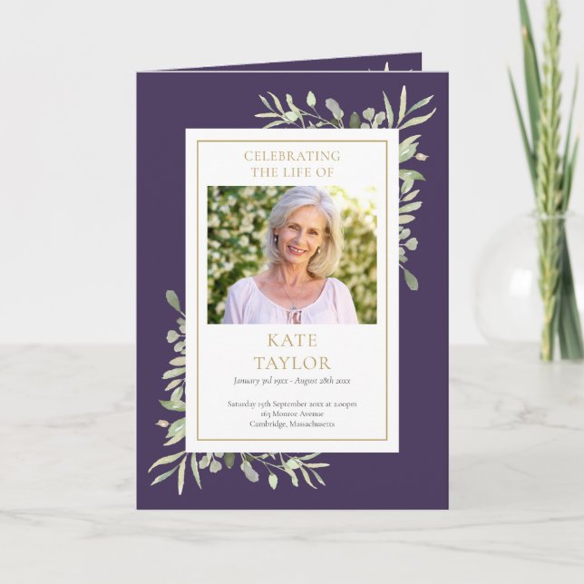 Funeral Grey Memorial Order for Service Folded Program (Framsida)