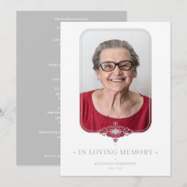 Funeral Grey Ornamental Lace Effect Photo Inbjudningar