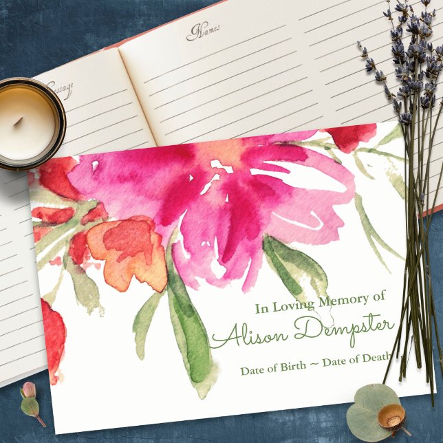 Funeral Guest Bok | BLOMMIGTAR 4 (funeral guest books, sympathy, celebration of life, in loving memory, memorial service, remembrance,)
