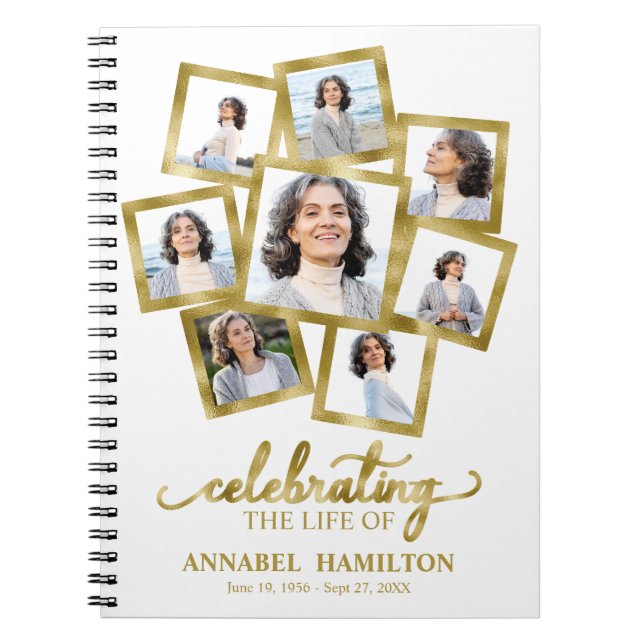 Funeral Guest Bok i fotokollage Memorial Anteckningsbok (Framsidan)