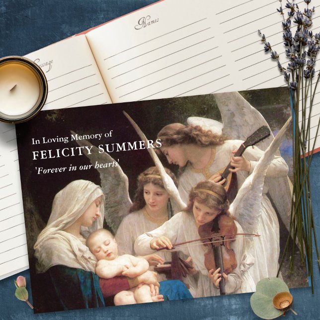 Funeral Guest Bok | Mary Sång i Änglar 3 (funeral guest books, sympathy, celebration of life, in loving memory, memorial service, remembrance,)