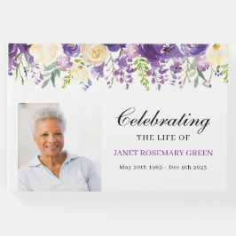 Funeral Guest Bok med Lila och Cream Flowers