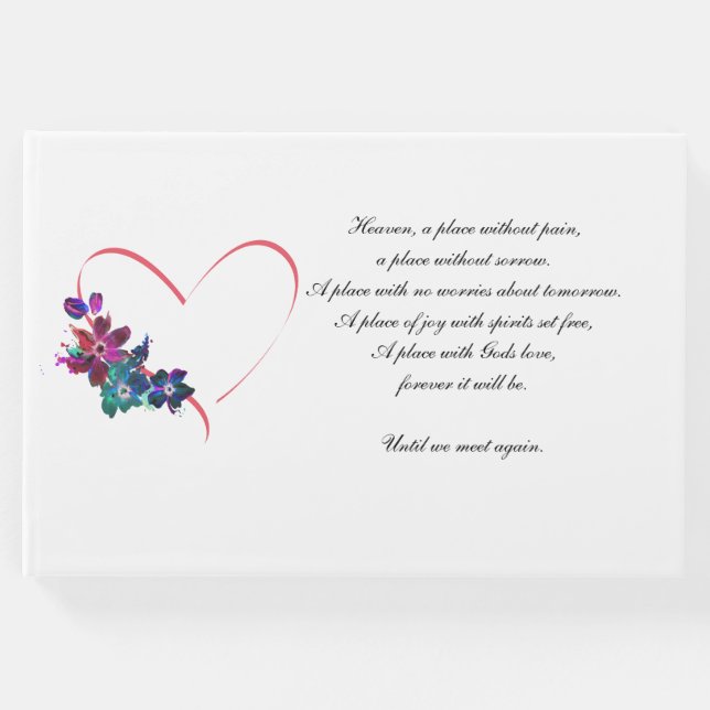 Funeral Guestbook-hjärta och blommor. Gästböcker (Framsida)