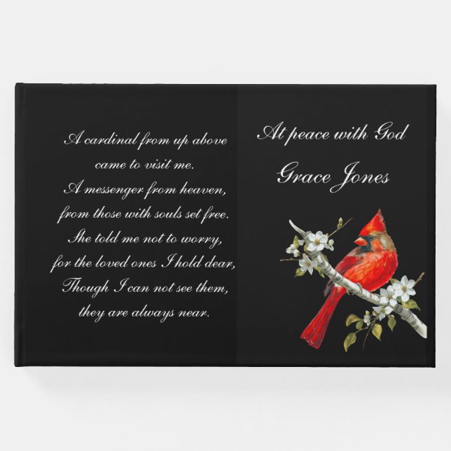 Funeral Guestbook Red Kardinal Gästböcker (Framsida)