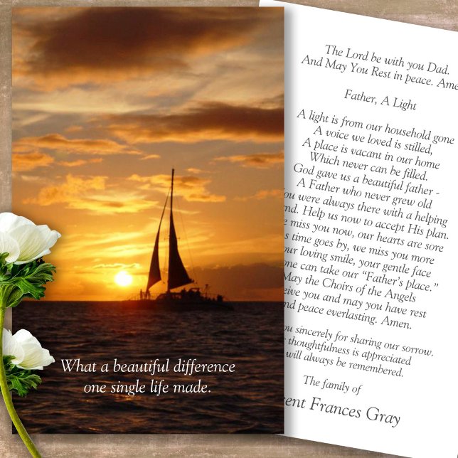 Funeral Hawaiian Sunset Prayer Sympathy Cards Visitkort (sunset, sunrise, beach, celebration of life, in loving memory of, prayer cards for bereavement)