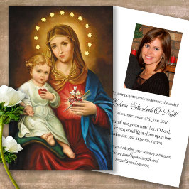 Funeral Heart Mary Memorial Prayer Sympathy Cards Visitkort