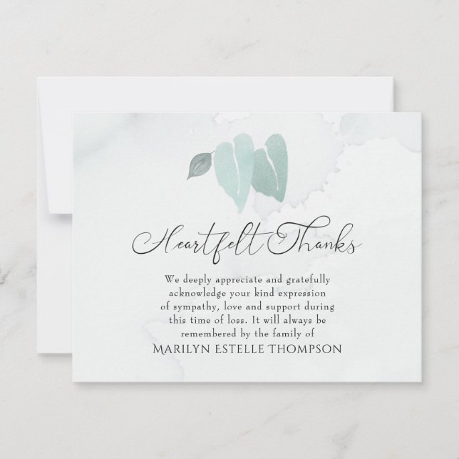 Funeral Heartfilt Tack Watercolor Heart Löv (Framsida)