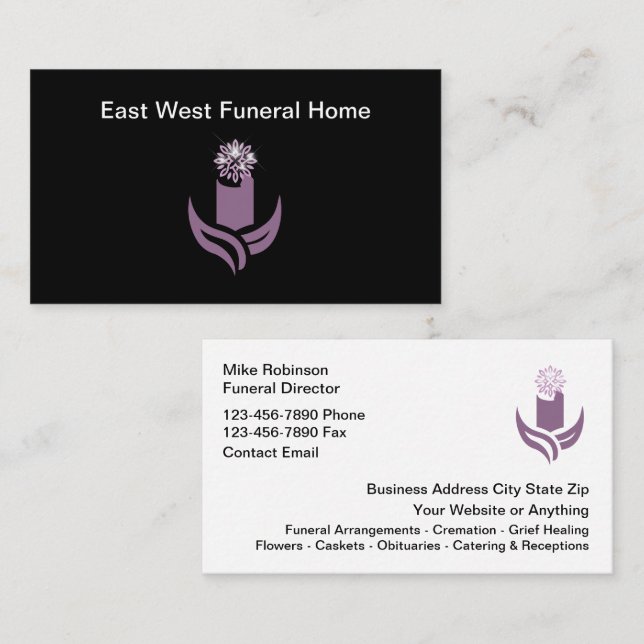 Funeral Home Cremation Services New Visitkort (Fram/baksida)