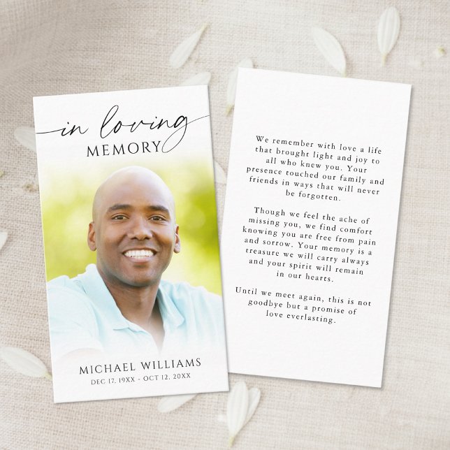 Funeral In Loving Memor Photo Prayer Card Visitkort (Skapare uppladdad)