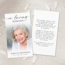 Funeral In Loving Memory Photo Prayer Card Visitkort