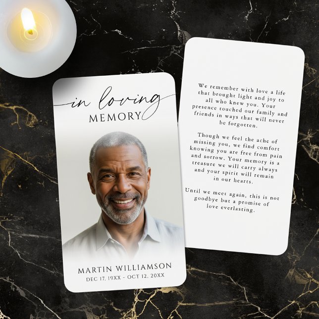 Funeral In Loving Memory Photo Simple Prayer Card Visitkort (Skapare uppladdad)