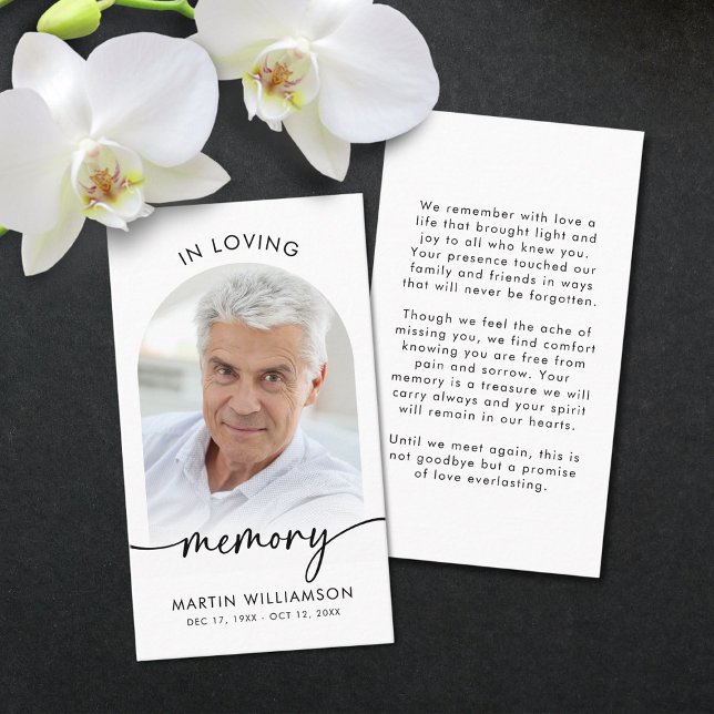 Funeral in Memory Photo Script Prayer Card Visitkort (Skapare uppladdad)