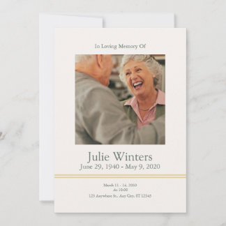 Funeral Invitation Template – Beige & Green Inbjudningar