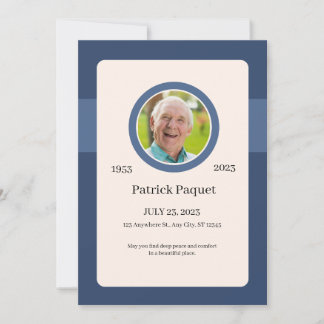 Funeral Invitation Template – Dark Blue Memorial Inbjudningar
