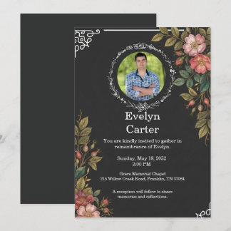 Funeral Invitation Template Elegant Memorial Inbjudningar