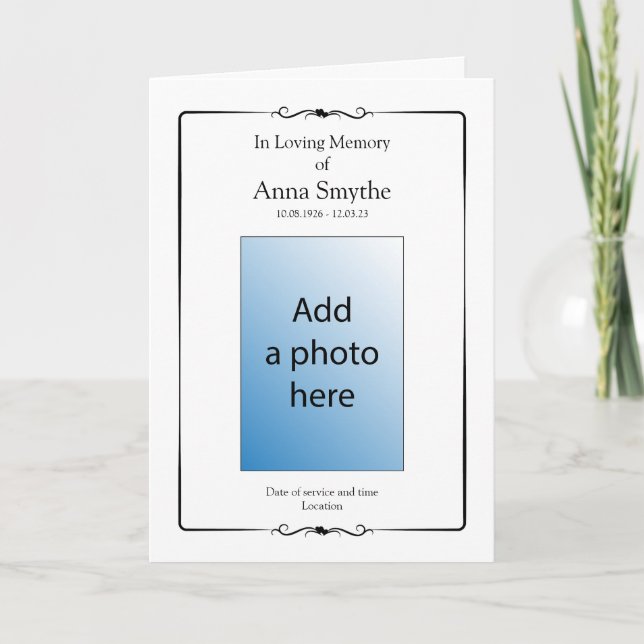 Funeral | Klassiskt serviceprogram Meddelande (Framsida)